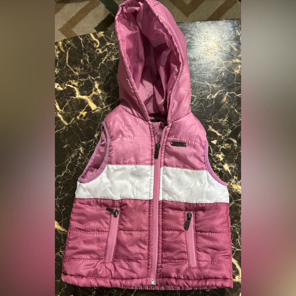 Dkny Kids Hoodie Vest Jacket Pink And White Size 3t